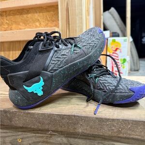 Black and Purple Training Shoes with Teal Accents